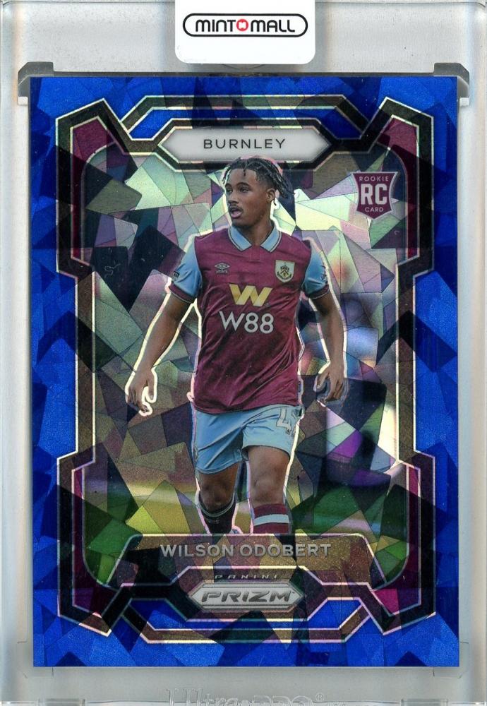 2023-24 Panini Prizm EPL Wilson Odobert Blue Ice card numbered 2721/75 damaged Burnley F.C.