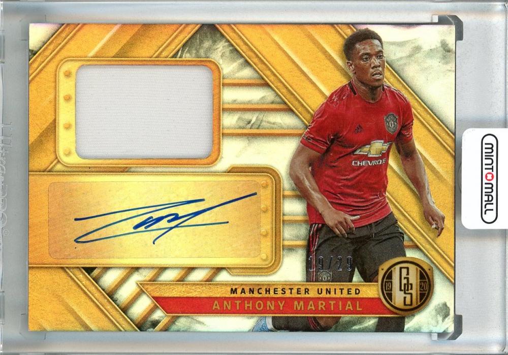 2019-20 Panini Gold Standard Anthony Martial Jersey Autograph card with Manchester United patch #JAAM19/29