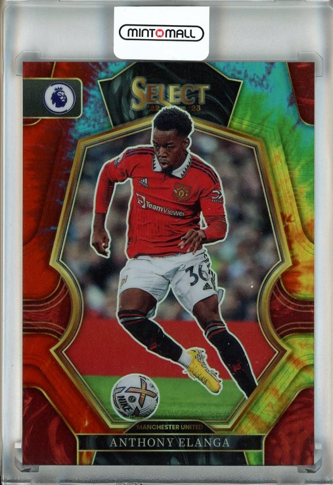 2022-23 Panini Select EPL Anthony Elanga Tie-Dye trading card serial #40/49 damaged Manchester United
