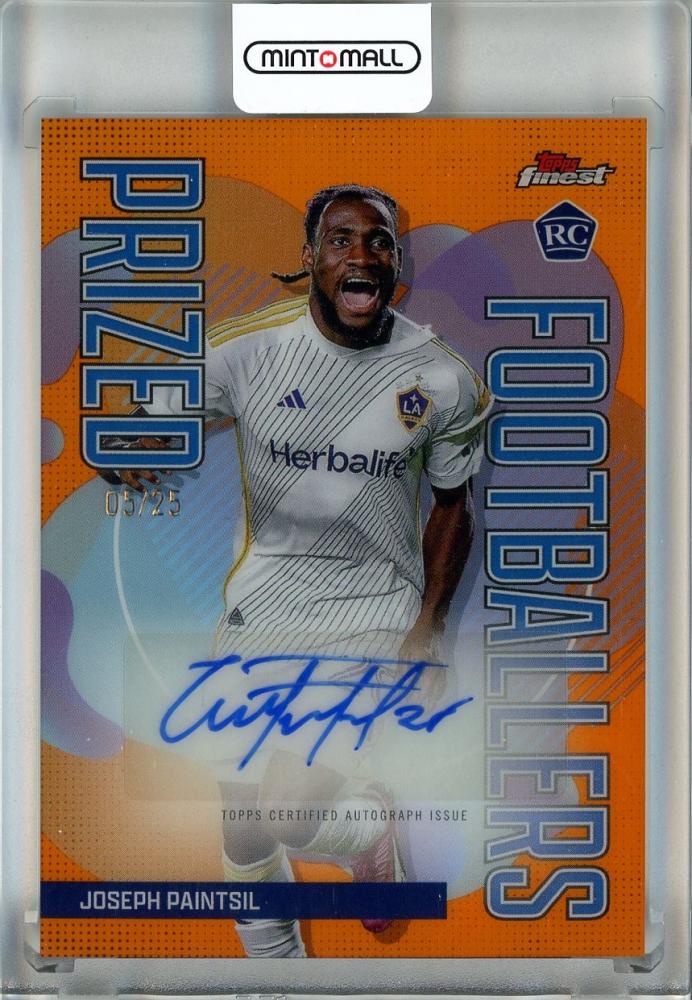 2024 Topps Finest MLS Joseph Paintsil Prized Footballers Orange Refractors autograph card #PFAJP with damage