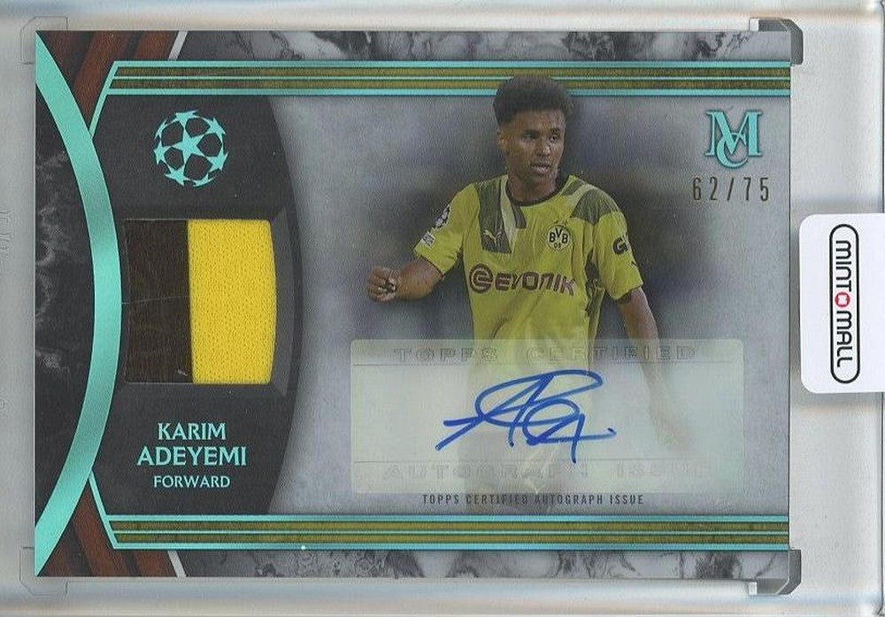 2022-23 Topps Museum Collection Karim Adeyemi UEFA Champions League autograph relic Sapphire trading card
