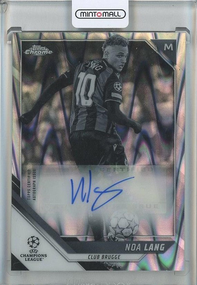 2021-22 Topps Chrome UEFA Champions League Noa Lang Autographs Black and White RayWave Refractors #CANL card