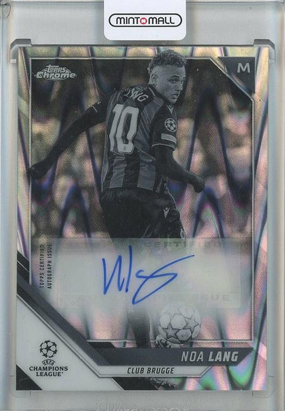 2021-22 Topps Chrome UEFA Champions League Noa Lang Autographs Black and White RayWave Refractors #CANL card