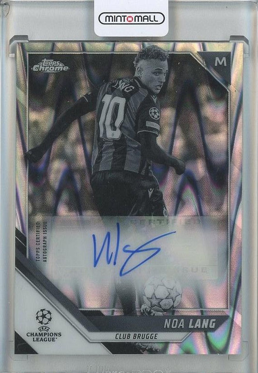 2021-22 Topps Chrome UEFA Champions League Noa Lang Autographs Black and White RayWave Refractors #CANL card