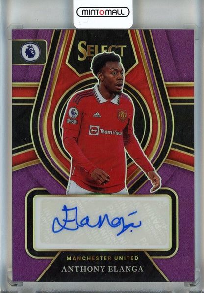 2022-23 Select English Premier League Anthony Elanga Signatures Purple #4 Auto15/49 Manchester United card