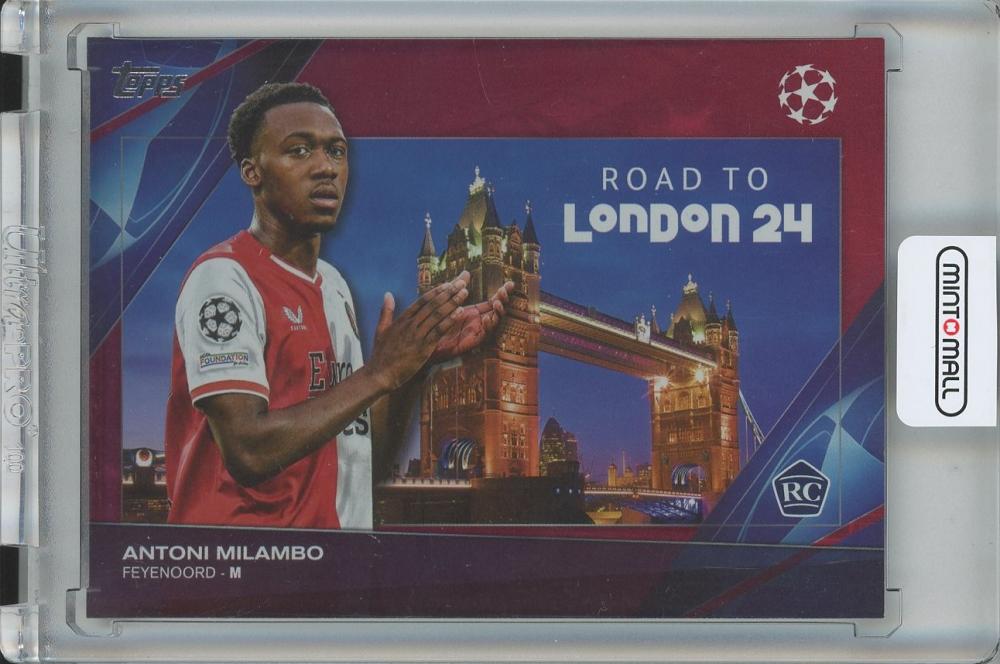 2023-24 TOPPS UEFA Club Competitions Antoni Milambo Red Foilboard soccer trading card from Feyenoord