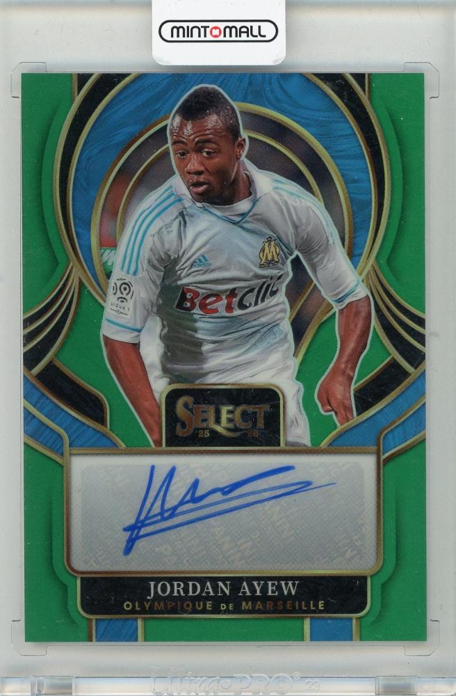 2025-26 PANINI Select Ligue 1 Jordan Ayew Signatures Green #301/3 trading card from Olympique De Marseille