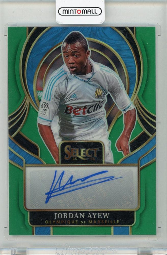2025-26 PANINI Select Ligue 1 Jordan Ayew Signatures Green #301/3 trading card from Olympique De Marseille