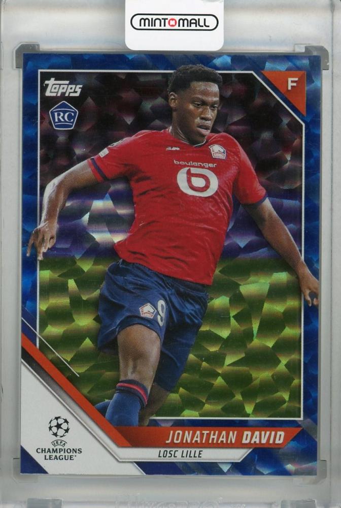 2021-22 Topps UEFA Champions League LOSC Lille Jonathan David Base Icy Blue Parallel trading card serial 07/99