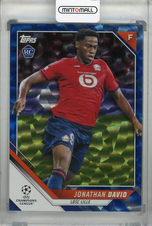 2021-22 Topps UEFA Champions League LOSC Lille Jonathan David Base Icy Blue Parallel trading card serial 07/99