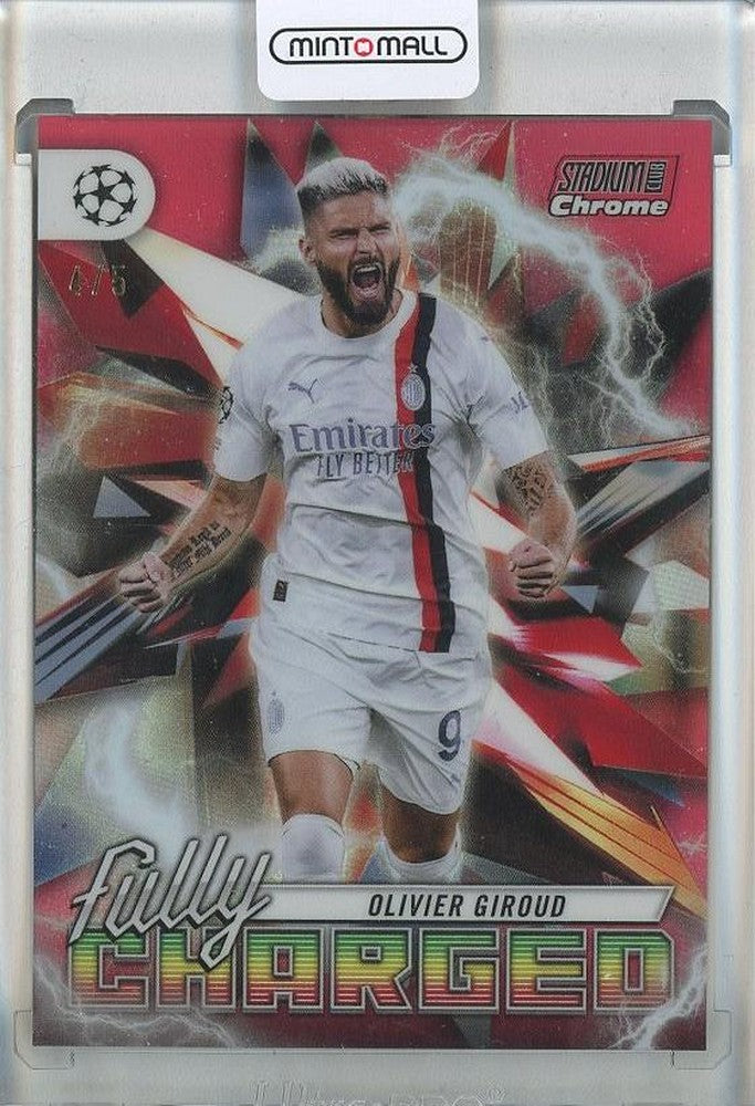 2023-24 Stadium Club Chrome UEFA Champions League Olivier Giroud Fully Charged Red Refractors trading card