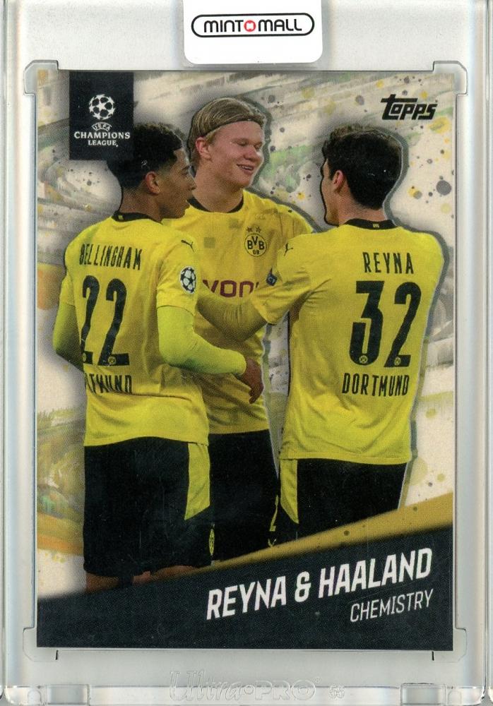 2021 Topps Reyna and Haaland Chemistry trading card showing player images and card details