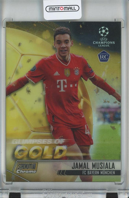 2020-21 Topps Stadium Club Chrome UEFA Champions League Jamal Musiala Gold rookie card #GG-JM39/50