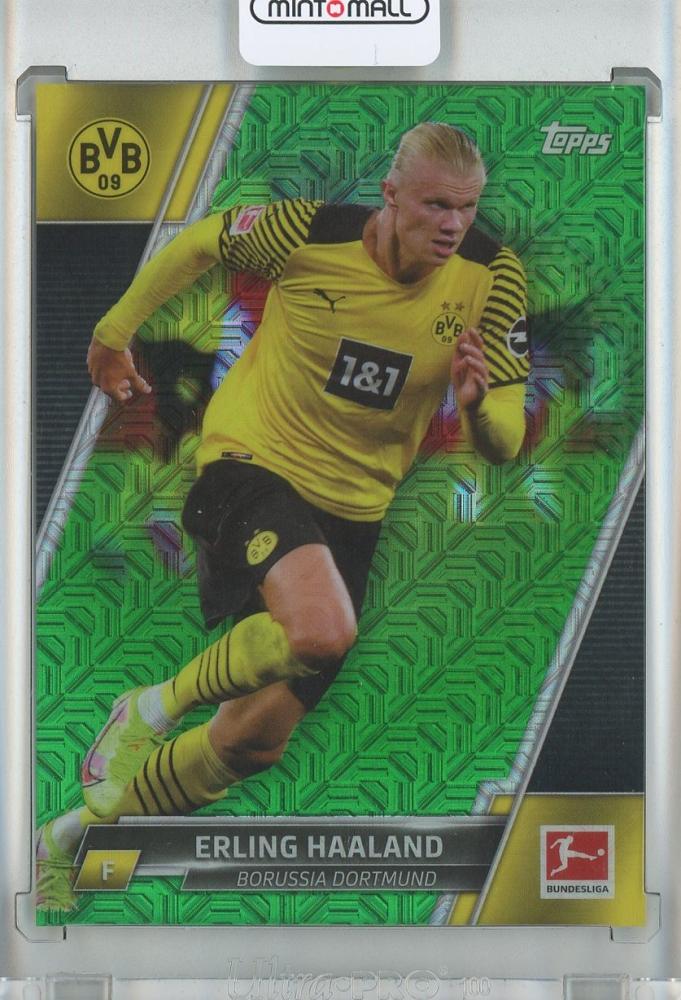2021-22 Topps Bundesliga Japan Edition Erling Haaland Green soccer card #3081 of 99 from Borussia Dortmund