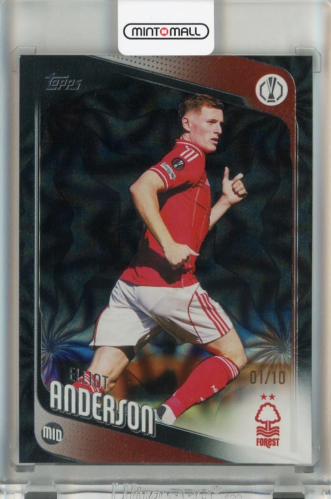2025-26 Topps UEFA Japan Edition Elliot Anderson Black Inferno Holo trading card serial number 9601 of 10