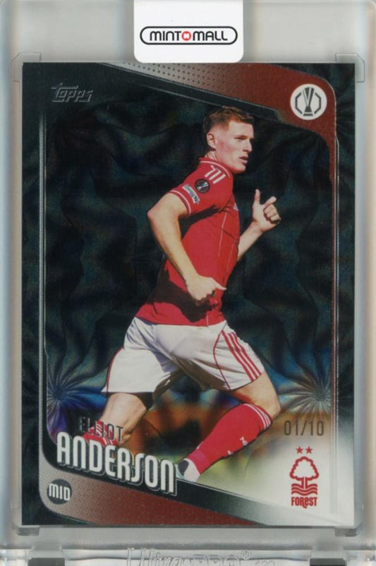 2025-26 Topps UEFA Japan Edition Elliot Anderson Black Inferno Holo trading card serial number 9601 of 10