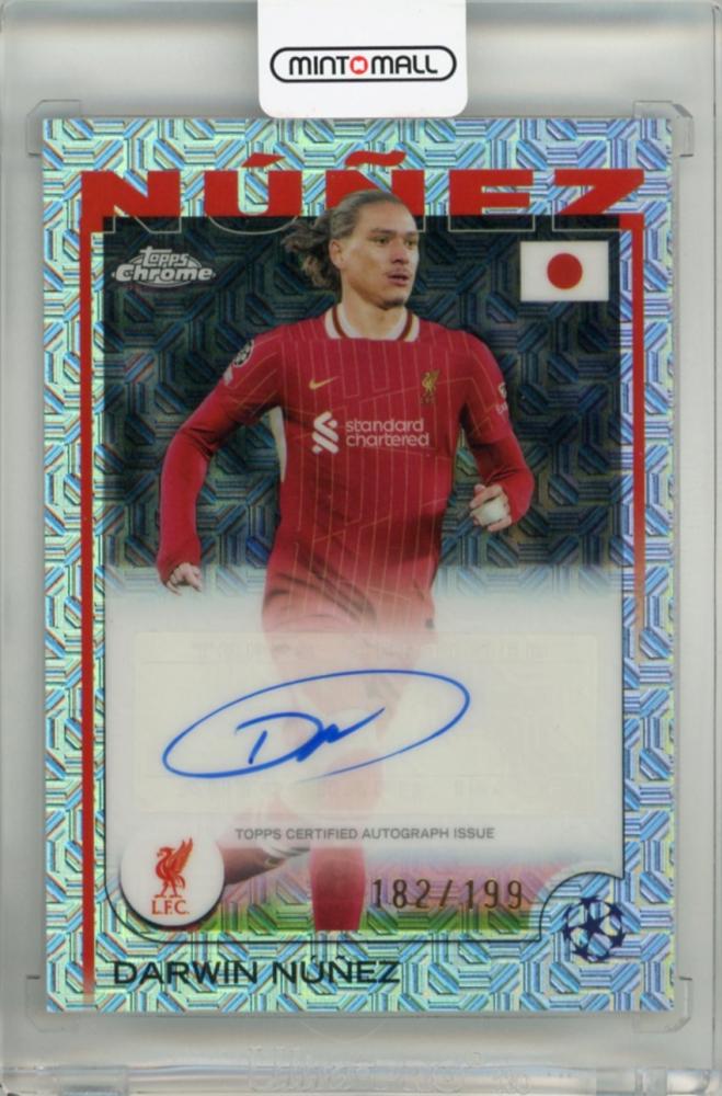 2024-25 Topps UEFA Club Competitions Japan Edition trading card featuring Darwin Nunez Mojo Refractors autograph #CADN182/199