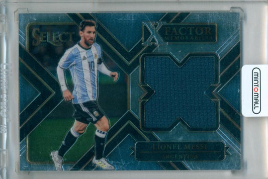 2017-18 Panini Select Lionel Messi X Factor Memorabilia trading card featuring Lionel Messi