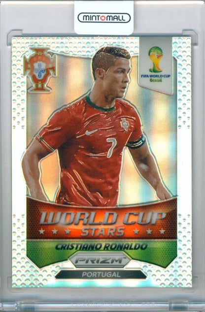 2014 Panini Prizm World Cup Cristiano Ronaldo trading card number 28 from World Cup Stars Prizms Parallel set