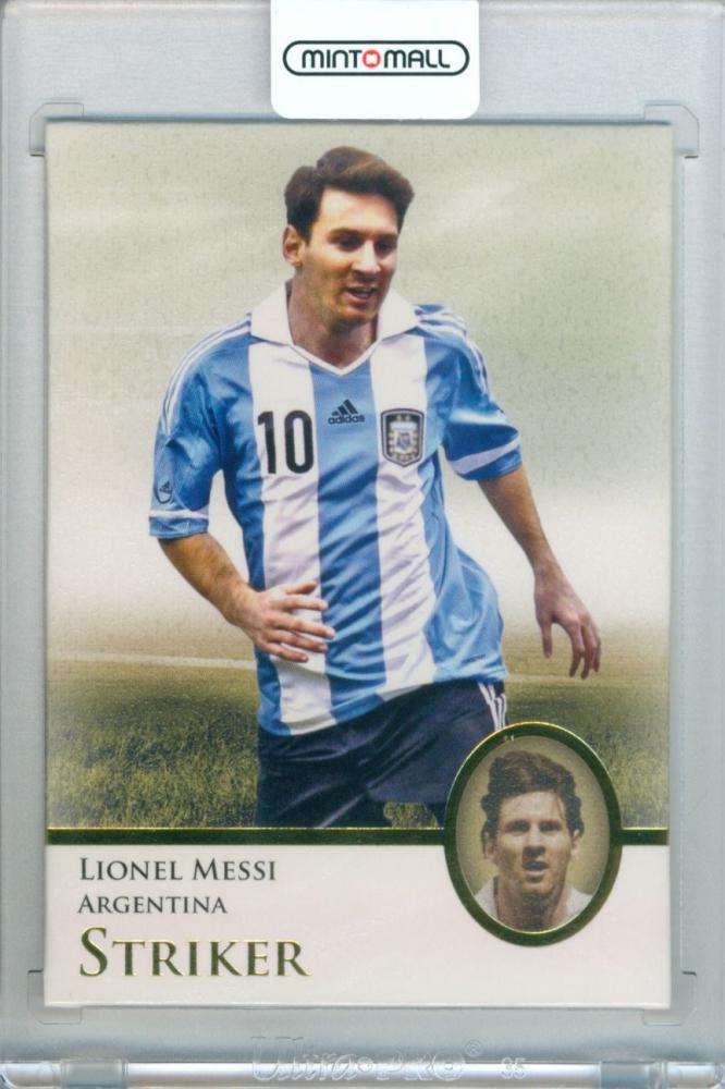 2013 Futera Unique Soccer trading card featuring Lionel Messi numbered 125 with Masters Striker title