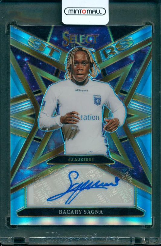 2025-26 PANINI Select Ligue 1 Soccer trading card of Bacary Sagna with Select Stars Signature for AJ Auxerre