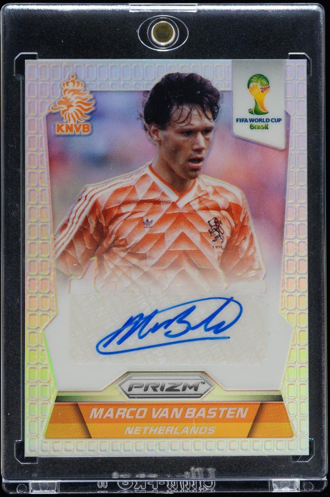2014 Panini Prizm World Cup Auto Prizm card of Marco Van Basten numbered 12 of 25 from the Netherlands