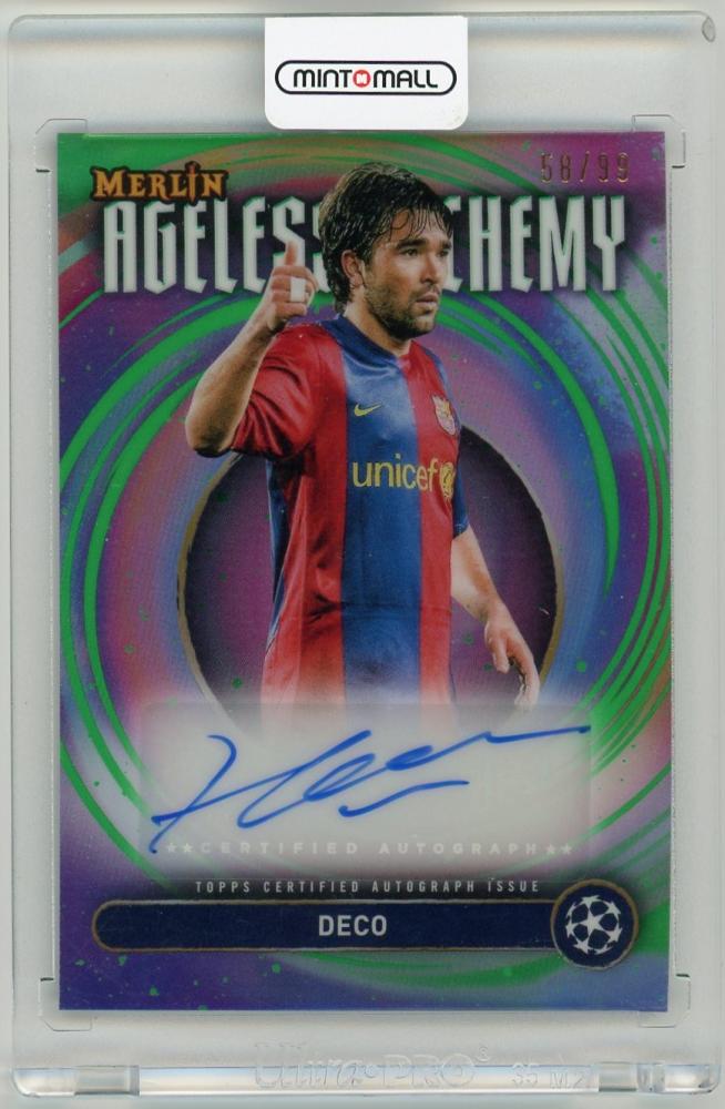 2024-25 Topps Merlin UEFA Club Competitions Green Refractor Autograph Card 58 of 99 FC Barcelona