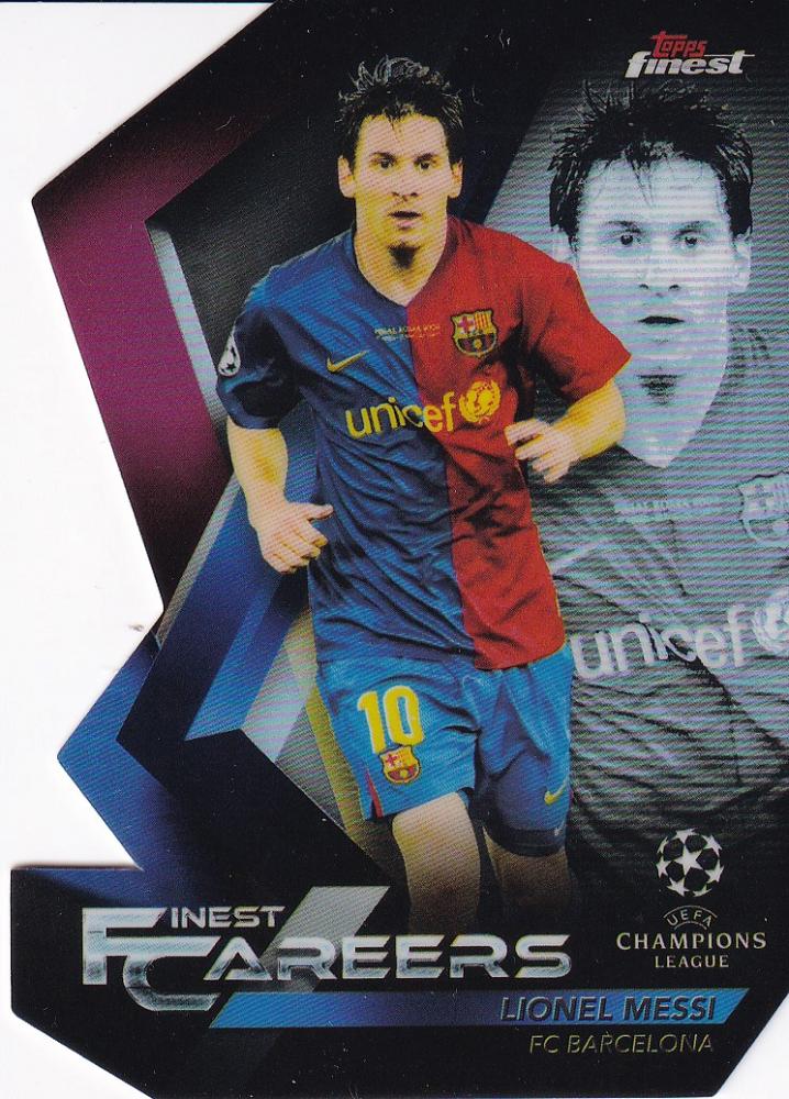 2018-19 Topps Finest UEFA Champions League Lionel Messi FC Barcelona Finest Careers Die-Cut trading card
