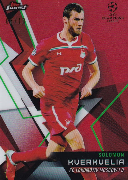 2018-19 Topps Finest UEFA Champions League FC Lokomotiv Moscow Solomon Kverkvelia Base Red Parallel card numbered 05/10
