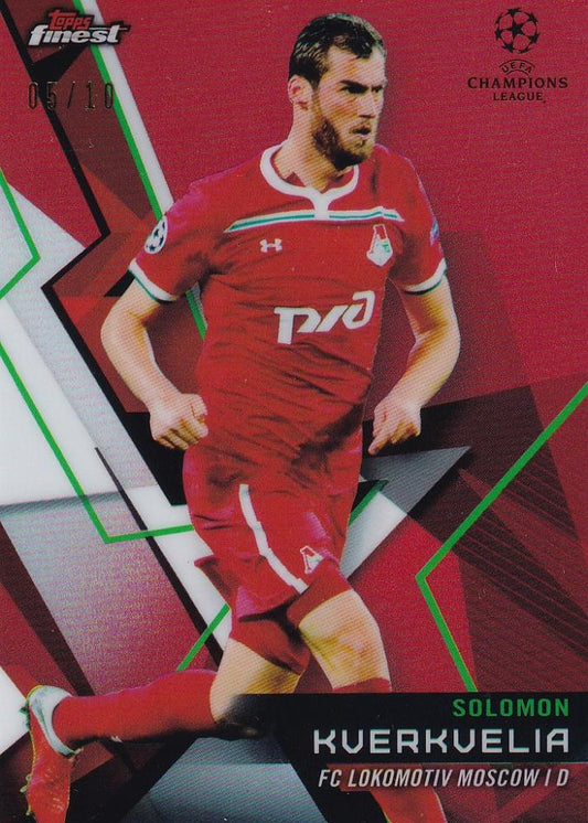 2018-19 Topps Finest UEFA Champions League FC Lokomotiv Moscow Solomon Kverkvelia Base Red Parallel card numbered 05/10