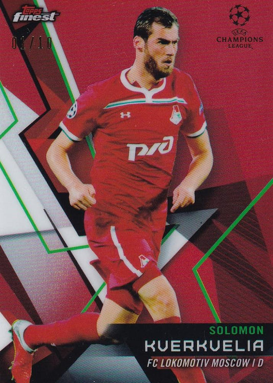 2018-19 Topps Finest UEFA Champions League FC Lokomotiv Moscow Solomon Kverkvelia Red Base Card 01 of 10