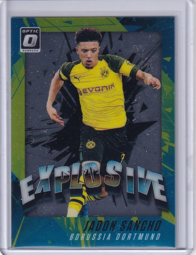 2018-19 Donruss Optic Borussia Dortmund Jadon Sancho Explosive trading card featuring player image