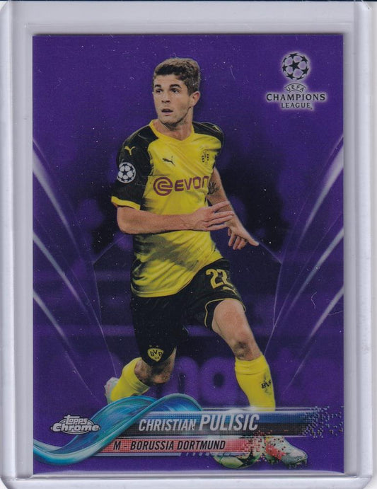 2017-18 Topps Chrome UEFA Champions League Christian Pulisic Base Purple Parallel card numbered 151/250