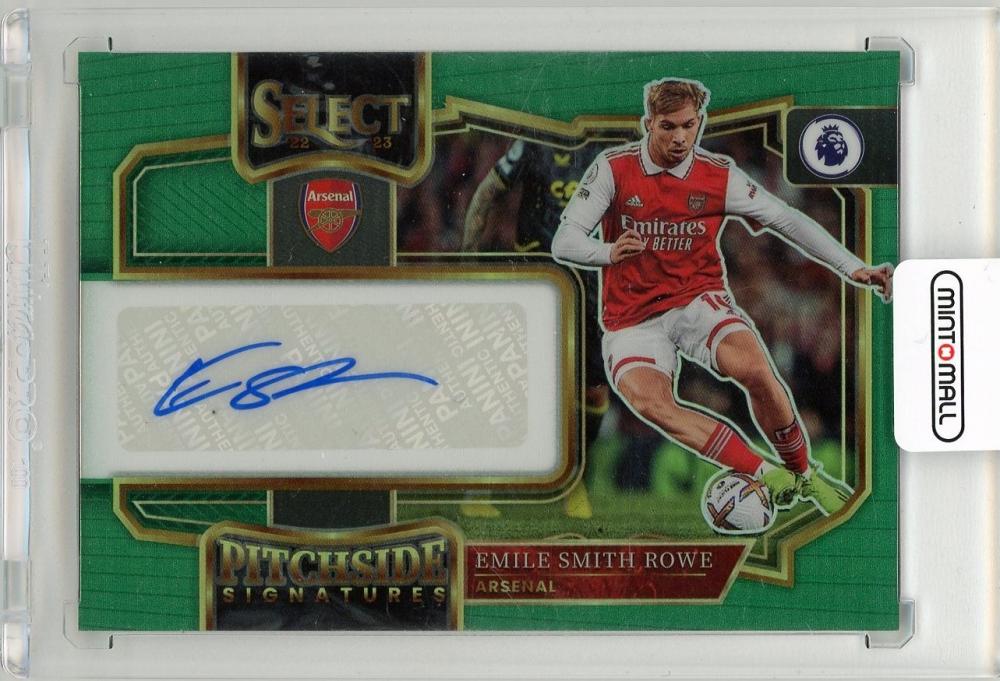 2022-23 PANINI Select English Premier League Pitchside Signatures Green Emile Smith Rowe Arsenal card serial 2 of 5