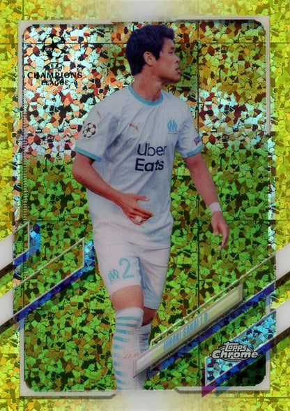 2020-21 Topps Chrome UEFA Champions League Hiroki Sakai Yellow Mini Diamond Refractors #40 trading card