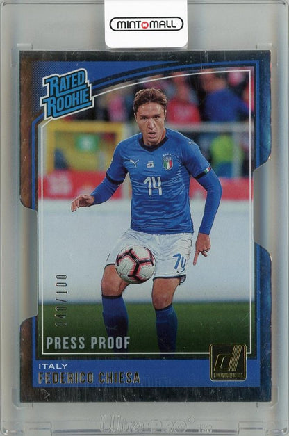 2018-19 PANINI Donruss Press Proof Die Cuts trading card #192 of Federico Chiesa numbered 040 out of 100