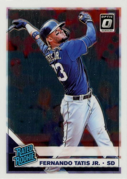 2019 Panini Donruss Optic Fernando Tatis Jr. Base Rookie Card number 84 showing player image and details