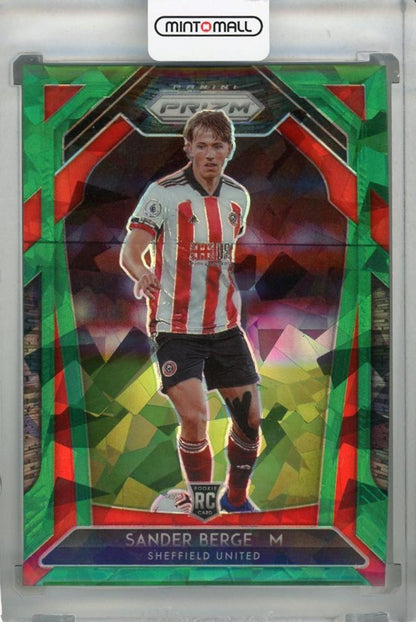 2020-21 Panini Prizm Premier League Sheffield United Sander Berge Base Green Ice trading card serial 13 of 49