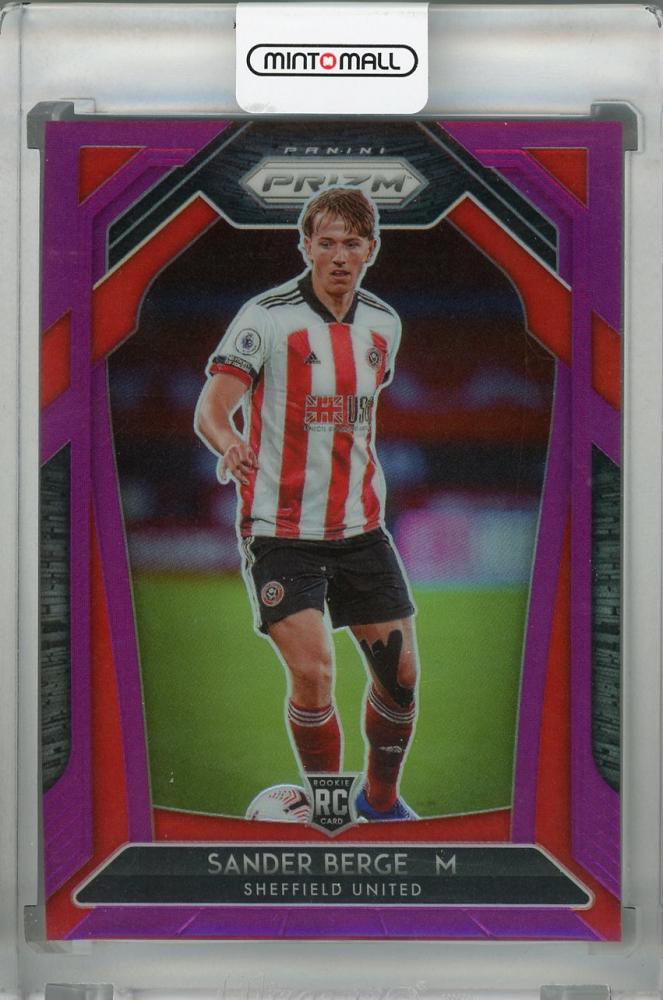 2020-21 Panini Prizm Premier League Sheffield United Sander Berge Base Purple RC card serial 47 of 99