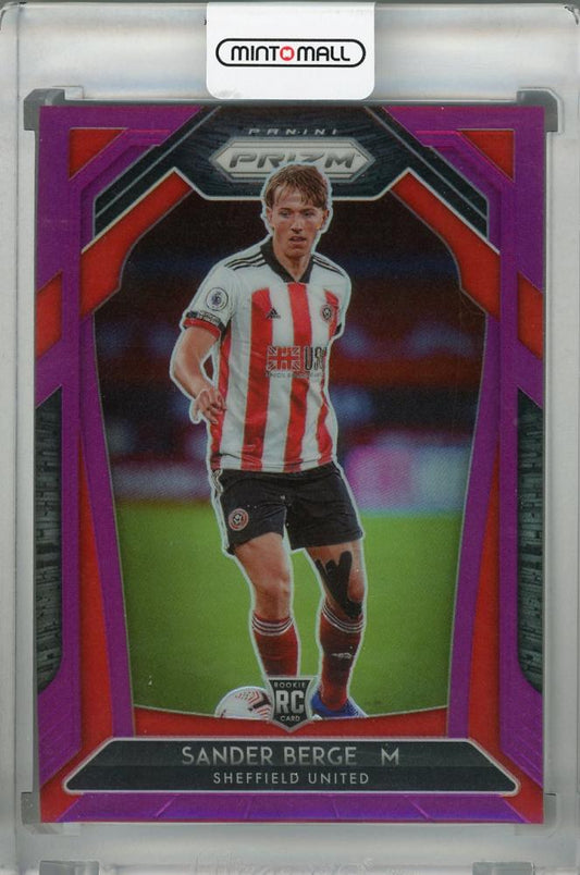 2020-21 Panini Prizm Premier League Sheffield United Sander Berge Base Purple RC card serial 47 of 99