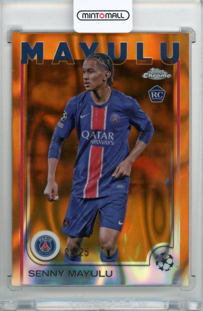 2024-25 Topps Chrome Uefa Club Competition Senny Mayulu #173 Orange Lava Refractor collectible card