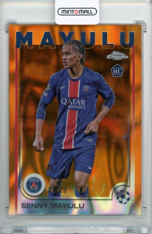 2024-25 Topps Chrome Uefa Club Competition Senny Mayulu #173 Orange Lava Refractor collectible card