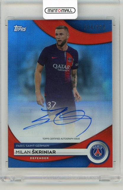 2023-24 Topps Paris Saint-Germain Team Set Milan Skriniar Autographs Blue Foilboard Parallel 204 of 250 collectible card