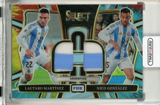 2024-25 Panini Select FIFA dual swatches trading card featuring Lautaro Martinez and Nico Gonzalez #103/25