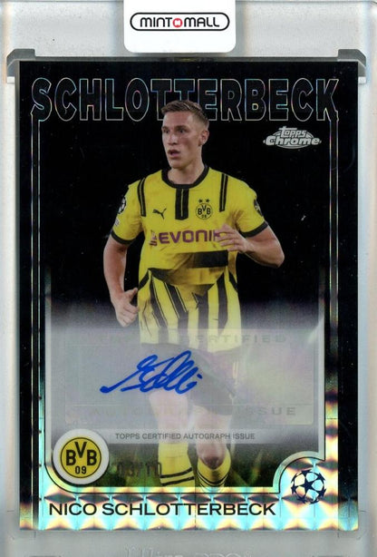 2024-25 Topps Chrome UEFA Club Competitions Nico Schlotterbeck Black Refractors #CA-NS03/10 Borussia Dortmund card