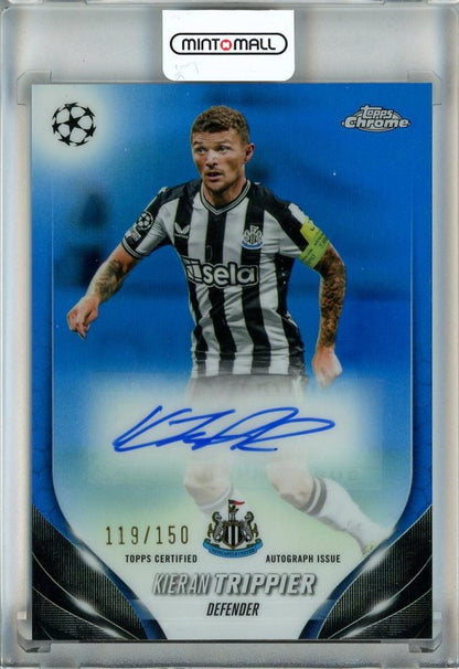 2023-24 Topps Chrome UEFA Club Competitions Kieran Trippier Chrome Autographs Blue Refractors card from Newcastle United