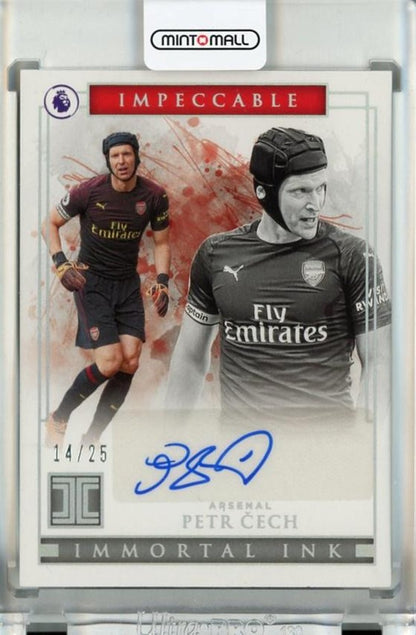 2019-20 Panini Impeccable Petr Cech Immortal Ink Silver Auto trading card numbered 1114 of 25