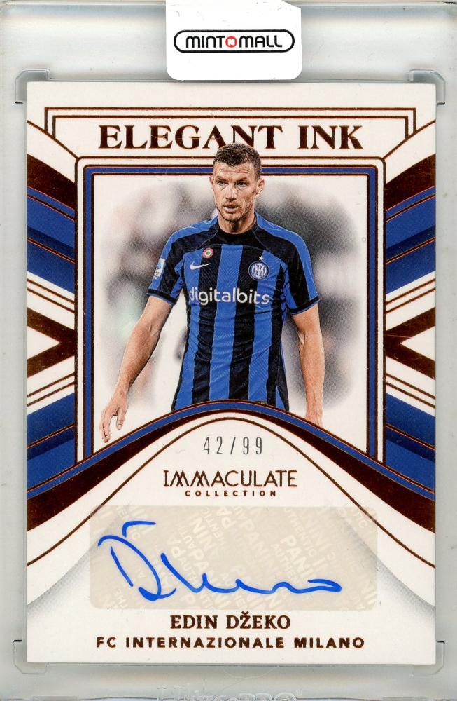 2023-24 Panini-Immaculate Collection Soccer card featuring Edin Dzeko autograph serial numbered 42 out of 99