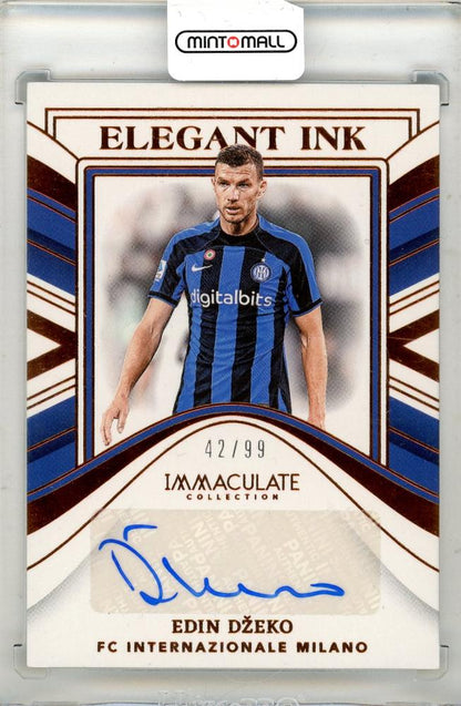 2023-24 Panini-Immaculate Collection Soccer card featuring Edin Dzeko autograph serial numbered 42 out of 99
