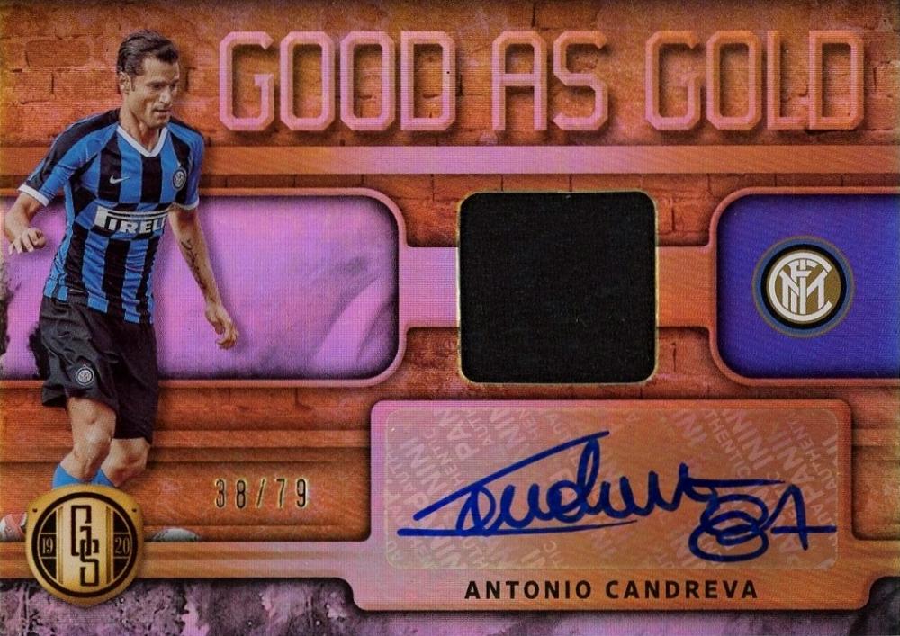 2019-20 Panini FIFA Gold Standard Antonio Candreva autographed memorabilia card numbered 38 out of 79